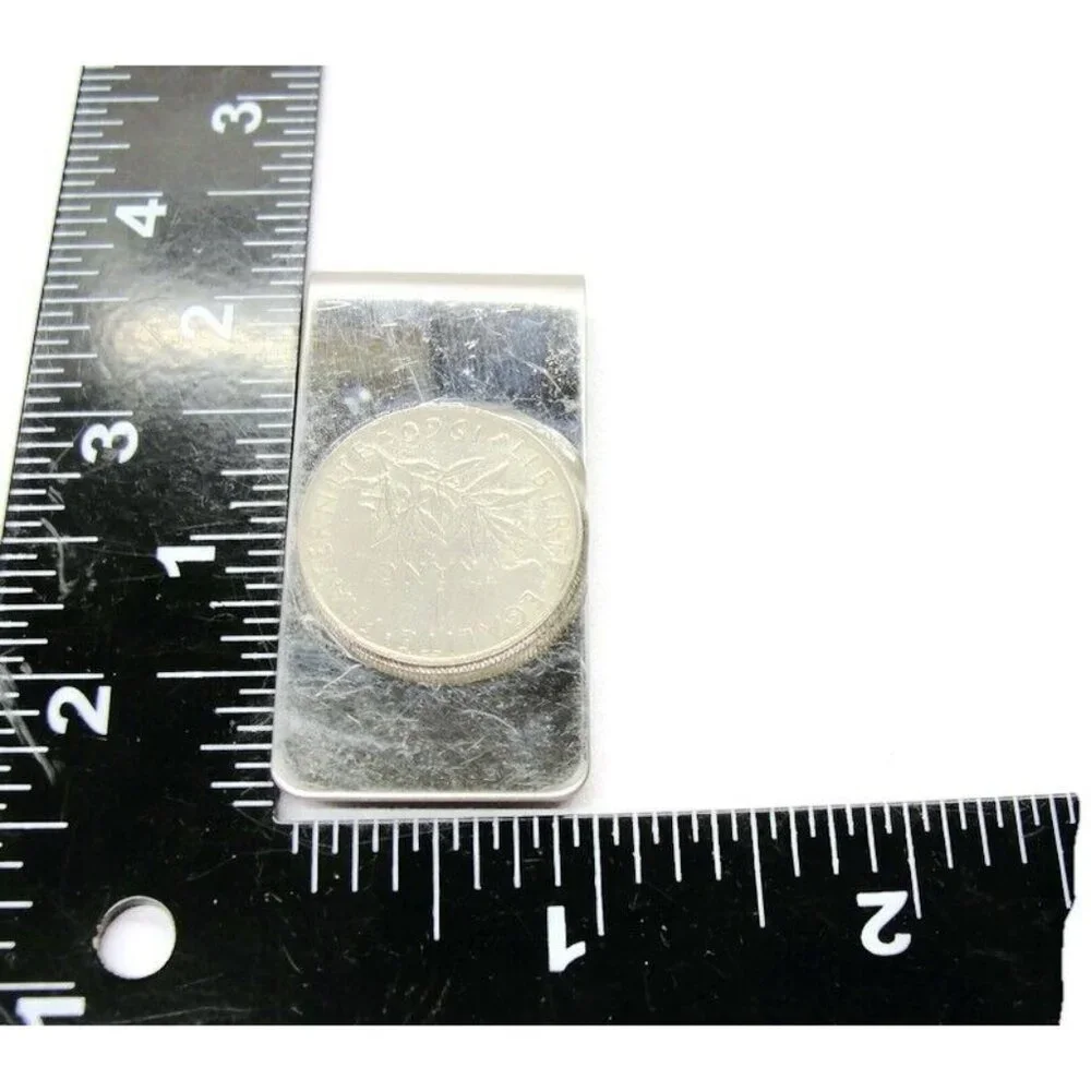 1960 One Franc Coin Money Clip Stainless Steel Wallet Credit Card Cash ID Holder